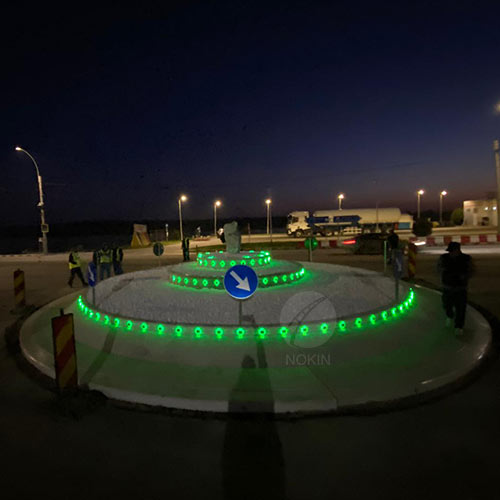 Green Solar Cat Eye Road Studs Are In Romania